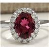Image 1 : 2.35 CTW Natural Pink Tourmaline And Diamond Ring 18K Solid White Gold
