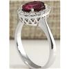 Image 3 : 2.35 CTW Natural Pink Tourmaline And Diamond Ring 18K Solid White Gold