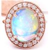 Image 1 : 5.30 CTW Natural Opal 14K Solid Rose Gold Diamond Ring