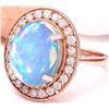 Image 2 : 5.30 CTW Natural Opal 14K Solid Rose Gold Diamond Ring