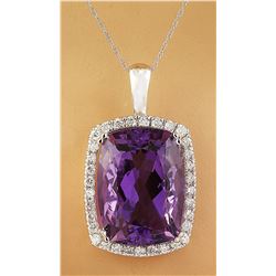7.85 CTW Amethyst 18K White Gold Diamond Necklace