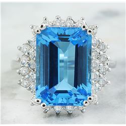 11.59 CTW Topaz 14K White Gold Diamond Ring