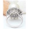 Image 3 : 12.08 mm White South Sea Pearl 14K Solid White Gold Diamond Ring