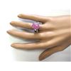 Image 4 : 7.25 CTW Natural Pink Jade And Diamond Ring In 18K White Gold
