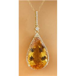 9.70 CTW Citrine 18K Yellow Gold Diamond Necklace