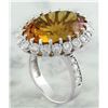 Image 3 : 15.50 CTW Citrine 18K White Gold Diamond Ring