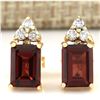 Image 1 : 2.66 CTW Natural Garnet And Diamond Earrings 14k Solid Yellow Gold