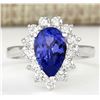 Image 1 : 2.58 CTW Natural Blue Tanzanite And Diamond Ring 18K Solid White Gold