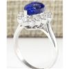 Image 3 : 2.58 CTW Natural Blue Tanzanite And Diamond Ring 18K Solid White Gold