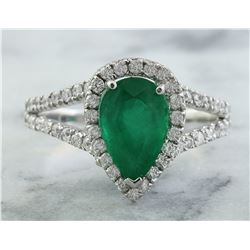 2.65 CTW Emerald 14K White Gold Diamond Ring