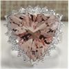 Image 1 : 13.72 CTW Natural Peach Morganite And Diamond Ring In 14K Solid White Gold