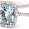 Image 2 : 6.70 CTW Natural Aquamarine 18K Solid White Gold Diamond Ring