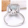 Image 3 : 6.70 CTW Natural Aquamarine 18K Solid White Gold Diamond Ring