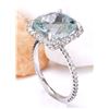 Image 4 : 6.70 CTW Natural Aquamarine 18K Solid White Gold Diamond Ring