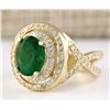 Image 2 : 3.63 CTW Natural Emerald And Diamond Ring In 14k Yellow Gold