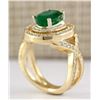 Image 3 : 3.63 CTW Natural Emerald And Diamond Ring In 14k Yellow Gold