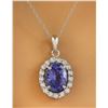 Image 1 : 2.00 CTW Tanzanite 18K White Gold Diamond Necklace