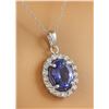 Image 2 : 2.00 CTW Tanzanite 18K White Gold Diamond Necklace