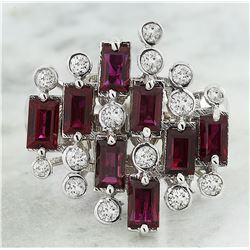 3.30 CTW Ruby 18K White Gold Diamond Ring