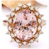 Image 1 : 5.70 CTW Natural Morganite 18K Solid Rose Gold Diamond Ring