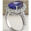 Image 3 : 10.46 CTW Natural Blue Tanzanite And Diamond Ring In 18K White Gold