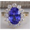 Image 1 : 5.37 CTW Natural Blue Tanzanite And Diamond Ring 18K Solid Yellow Gold