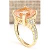 Image 3 : 8.11 CTW Natural Morganite And Diamond Ring In 14k Yellow Gold
