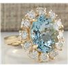 Image 2 : 6.71 CTW Natural Aquamarine And Diamond Ring 14K Solid Yellow Gold