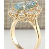 Image 3 : 6.71 CTW Natural Aquamarine And Diamond Ring 14K Solid Yellow Gold