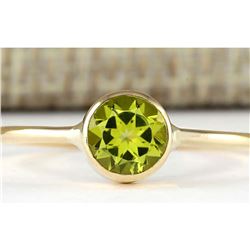 1.00 CTW Natural Peridot Ring In 18K Yellow Gold