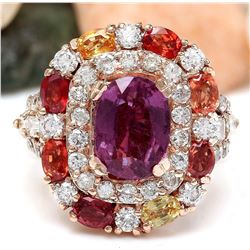 10.23 CTW Natural Sapphire 14K Solid Rose Gold Diamond Ring