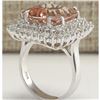 Image 3 : 9.71 CTW Natural Peach Morganite And Diamond Ring In 18K Solid White Gold