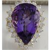 Image 1 : 17.67 CTW Natural Amethyst And Diamond Ring In 18K Solid Yellow Gold