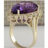 Image 3 : 17.67 CTW Natural Amethyst And Diamond Ring In 18K Solid Yellow Gold