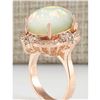 Image 3 : 11.60 CTW Natural Opal And Diamond Ring In 18K Rose Gold