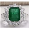 Image 1 : 3.49 CTW Natural Emerald And Diamond Ring 14K Solid White Gold