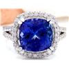 Image 1 : 6.60 CTW Natural Tanzanite 18K Solid White Gold Diamond Ring