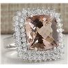 Image 2 : 9.71 CTW Natural Peach Morganite And Diamond Ring In 14K Solid White Gold