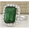 Image 2 : 5.95 CTW Natural Emerald And Diamond Ring In 18K Solid White Gold