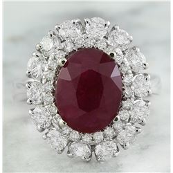 4.10 CTW Ruby 18K White Gold Diamond Ring