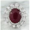 Image 1 : 4.10 CTW Ruby 18K White Gold Diamond Ring