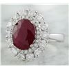 Image 2 : 4.10 CTW Ruby 18K White Gold Diamond Ring