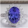 Image 1 : 3.31 CTW Natural Blue Tanzanite And Diamond Ring In 18K White Gold