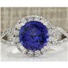 Image 1 : 3.49 CTW Natural Blue Tanzanite And Diamond Ring In18K White Gold