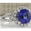 Image 2 : 3.49 CTW Natural Blue Tanzanite And Diamond Ring In18K White Gold