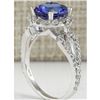Image 3 : 3.49 CTW Natural Blue Tanzanite And Diamond Ring In18K White Gold