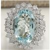 Image 1 : 9.74 CTW Natural Aquamarine And Diamond Ring In 14K Solid White Gold