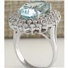 Image 3 : 9.74 CTW Natural Aquamarine And Diamond Ring In 14K Solid White Gold