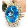 Image 2 : 32.00 CTW Natural Topaz 18K Solid Yellow Gold Diamond Ring