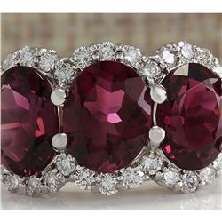 6.48 CTW Natural Pink Tourmaline And Diamond Ring 14K Solid White Gold